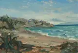 Südliche Küstenlandschaft by Frank Buchser, oil on canvas, offered Jun 2025