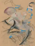 L'heure du thé by Alice Bailly, gouache, sold Jun 2025