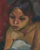 Mädchenportrait by Wilhelm Gimmi, oil on board, sold Jun 2025