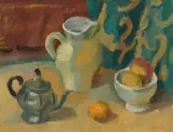 Stillleben mit Krug und Kanne by Wilhelm Gimmi, oil on canvas, sold Jun 2025