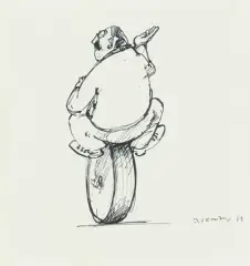 Einrad by Robert Indermaur, 1983, ink, offered Jun 2025