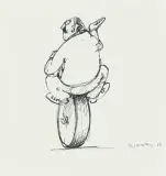 Einrad by Robert Indermaur, 1983, ink, offered Jun 2025