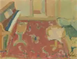 Interieur mit Piano by Constantin Polastri, 1957, oil on board, offered Jun 2025