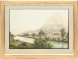 Vue du Bourg de Glaris by Johann Jakob Biedermann, watercolor, offered Jun 2025