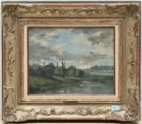 Landschaft mit Weiher by Otto Frölicher, 1877, oil on canvas, offered Jun 2025