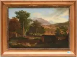 Weite Berglandschaft mit Ziege und Hirtin by Johann Georg Volmar, oil on canvas, offered Jun 2025