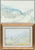 Zwei Landschaften: La Punt im Winter/La Punt im Herbst by Iseline Crivelli, oil on canvas, offered Jun 2025