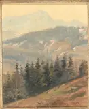 Vorfrühlingstag Säntis by Hans Arnold Zeller, 1952, oil on board, offered Jun 2025