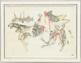 Hahnenkampf by Alois Carigiet, 1969, color lithograph, offered Jun 2025