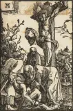 Die Kreuzigung (aus der Folge Sündenfall und Erlösung des Menschengeschlechtes) by Albrecht Altdorfer, woodcut, sold Mar 2025
