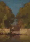 Giardini in Venedig by Henri Duvieux, oil on panel, sold Mar 2025