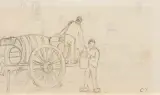 Paysans charriant de l'eau by Camille Pissarro, pencil, sold Mar 2025