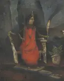 Ohne Titel (The Red Queen) by Ganesh Pyne, 1987, tempera, offered Mar 2025