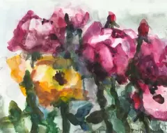 Blumenstillleben by Klaus Fußmann, 1995, watercolor, sold Mar 2025