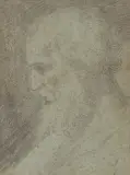 zugeschrieben Kopf eines bärtigen Mannes by Donato Creti, chalk, sold Mar 2025