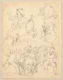 Herkules in der Wiege (Dekorationsentwurf) by Johannes Paul Schor, pen and ink, offered Mar 2025