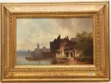 Ansicht einer Stadt am See by Anton Doll, oil on canvas, sold Mar 2025