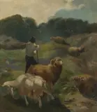 Der Schafhirte by Frankreich, 19.Jh., oil on canvas, sold Mar 2025