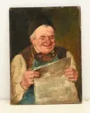 Bildnis eines Lesenden by Ferdinand Waldmüller, oil on panel, sold Mar 2025