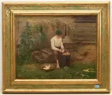 Junger Kartoffelschäler by Raimond von Wichera, oil on canvas, sold Mar 2025