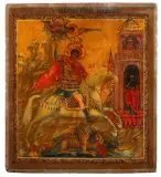 Russisch, um 1800 by Hl. Georg, tempera, sold Mar 2025