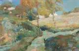 Studie einer Landschaft by Pietro Chiesa, oil on panel, sold Mar 2025