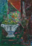 Stillleben mit Früchteschale und Skulptur by Adolf Herbst, 1959, oil on canvas, sold Mar 2025