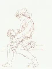 Mutter mit Kind by Hans Erni, 2006, ink, sold Mar 2025