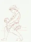 Mutter mit Kind by Hans Erni, 2006, ink, sold Mar 2025