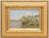 Genferseelandschaft mit Fischer by Jules Gaud, oil on canvas, offered Mar 2025