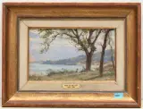 Seelandschaft mit Paar by Henri van Muyden, oil on board, sold Mar 2025