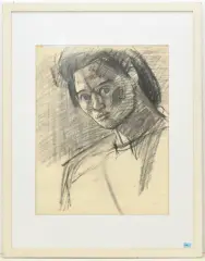 Portrait Maria by Max Gubler, charcoal, sold Mar 2025