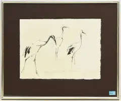 Mandschurische Kraniche by Fritz Hug, ink, sold Mar 2025