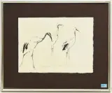 Mandschurische Kraniche by Fritz Hug, ink, sold Mar 2025