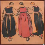 Trois filles by Edouard Vallet, color lithograph, sold Mar 2025