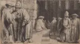 Juden in der Synagoge by Harmensz. van Rijn Rembrandt, 1648, etching, sold Dec 2024