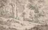 Ruine im durchsonnten Wald by Dirk Dalens, watercolor, sold Dec 2024