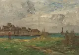 Hafen von Barfleur in der Normandie by Antoine Guillemet, oil on canvas, sold Dec 2024