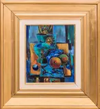 Les Fruits a L'etoffe Bleue by Tony Agostini, Oil on canvas, offered Jul 2015