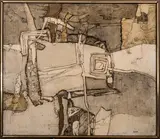 Target #4 by Ida Ozonoff, Oil and collage on board, offered Jul 2015