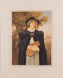Pilgrim Woman Holding a Book and Purse by James Dromgole Linton, Watercolor, offered Jun 2015