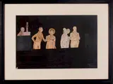 Old Time Singing Seats by E.W. Merrill, Acrylic and ink on birch bark mounted on paper, offered Jun 2015