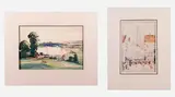 European City Square Scene by Victor Noble Rainbird, Watercolor, offered Jun 2015