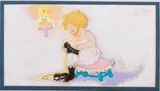 Girl Tying Her Shoes by Fern Bisel Peat, Gouache on illustration board, offered Jun 2015