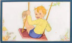 Boy on a Swing by Fern Bisel Peat, Gouache on illustration board, offered Jun 2015