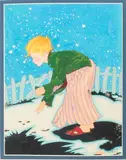 Boy in Pajamas in the Yard by Fern Bisel Peat, Gouache on illustration board, offered Jun 2015