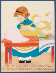 Girl Sprinkling Water by Fern Bisel Peat, Gouache on illustration board, offered Jun 2015