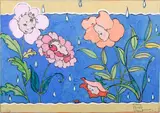 Children's Face in Flowers by Fern Bisel Peat, Gouache on illustration board, offered Jun 2015