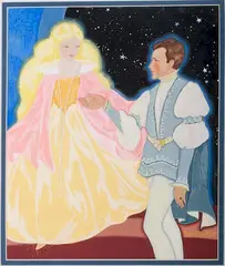 Cinderella and Prince by Fern Bisel Peat, Gouache on illustration board, offered Jun 2015
