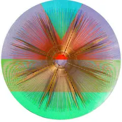 Green, Orange, Blue by Clarence Van Duzer, ca. 1965, Acrylic and brass on masonite, offered May 2015